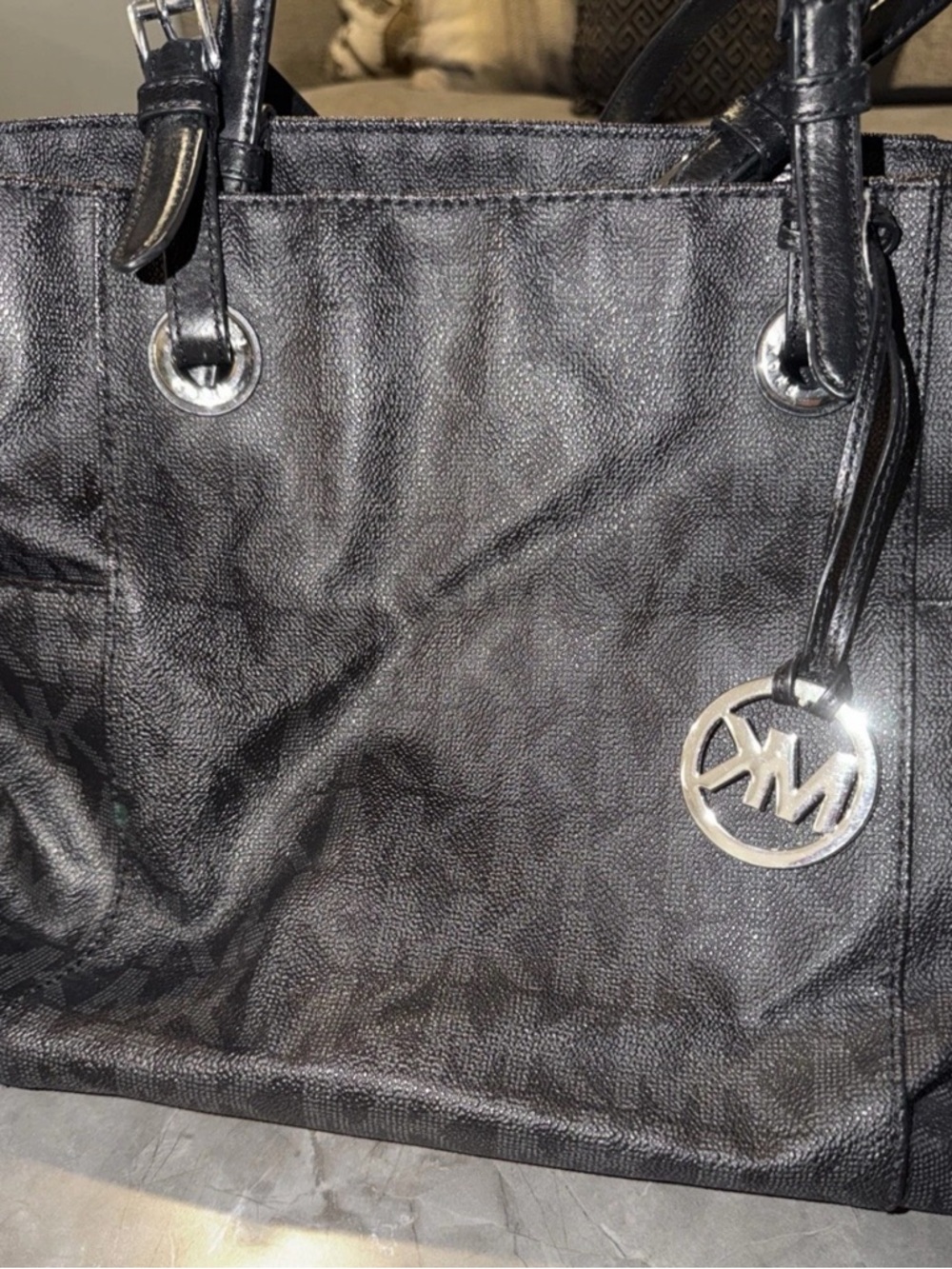 Michael Kors Jet Set Tote Signature Monogram Handbag MK Logo Shoulder Bag Purse